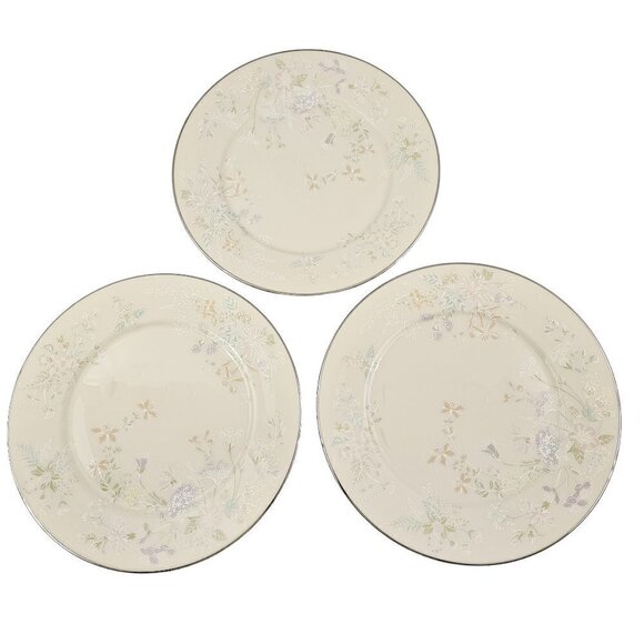 Lenox April Ivory w/ Platinum Floral On Trim 10 7/8” Dinner Plates - Set of 3 - Picture 7 of 16